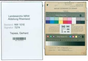 Entnazifizierung Gerhard Tepass , geb. 24.05.1900 (Geschaeftsfuehrer)