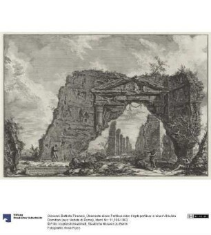 Überreste eines Portikus oder Kryptoportikus in einer Villa des Domitian (aus: Vedute di Roma)