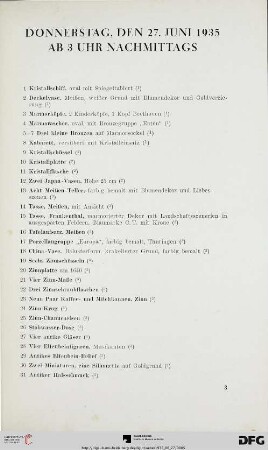 Donnerstag, den 27. Juni 1935 ab 3 Uhr Nachmittags