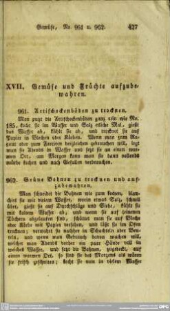 XVII. Gemüse und Früchte aufzuwahren