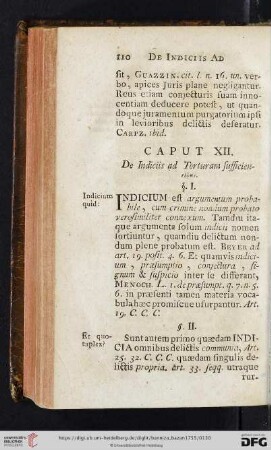 Caput XII.: De Indiciis ad Torturam sufficientibus
