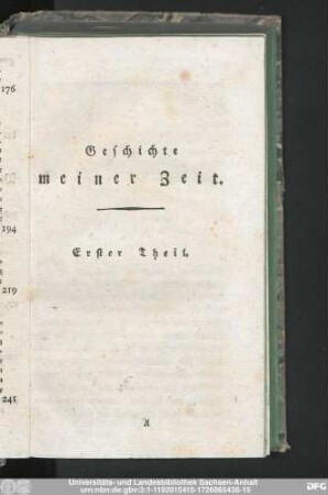 Geschichte meiner Zeit. Erster Theil.