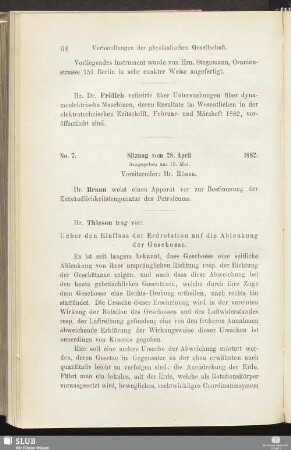 No. 7. Sitzung vom 28. April 1882