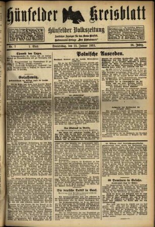Erste Ausgabe vom Donnerstag, den 15. Januar 1931.