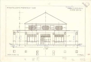 Pfann, Paul; München - Theresienhöhe; Ausstellung München 1908 - Basar - Flügel, Nordseite (Aufriss)