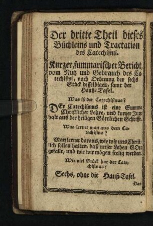 Der dritte Theil dieses Büchleins und Tractation des Catechismi