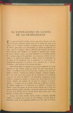 El naturalismo de Galdós en "La Desheredada"