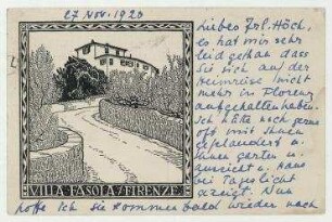 Postkarte von Constanza Fasola an Hannah Höch. Florenz