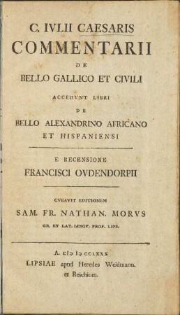 C. Ivlii Caesaris Commentarii De Bello Gallico Et Civili