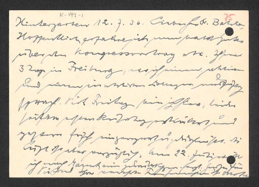 [Postkarte von Otto Selz an Julius Bahle vom 12. Juli 1936]