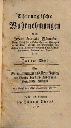 Chirurgische Wahrnehmungen, 2