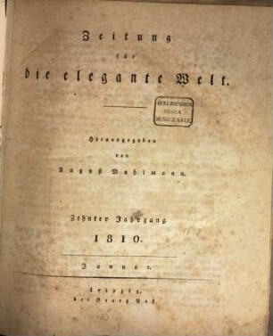 Zeitung für die elegante Welt : Mode, Unterhaltung, Kunst, Theater, 10. 1810