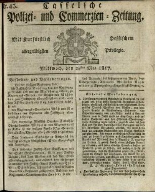 Nr. 43, Mittwoch, den 28sten Mai 1817