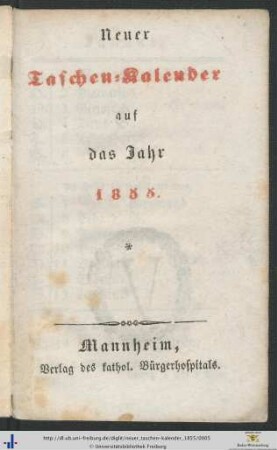 Neuer Taschen-Kalender: ... auf das Jahr 1855