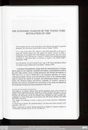 The Economic Climate Of The Young Turk Revolution Of 1908