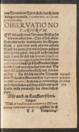 Oberservatio Notariorum.