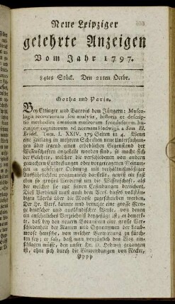 84tes Stück. Den 21ten Octbr.