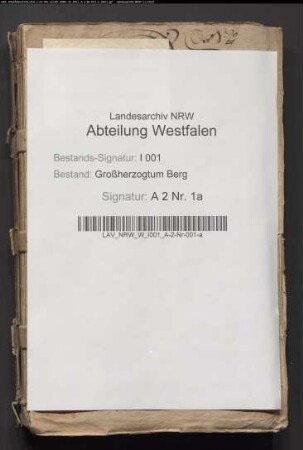 Besitznahme der Grafschaft Mark für den Großherzog von Berg. (Vorakten der Kriegs- und Domänenkammer Hamm)
