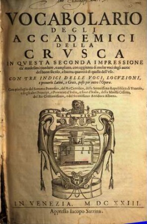 Vocabolario degli accademici della Crusca