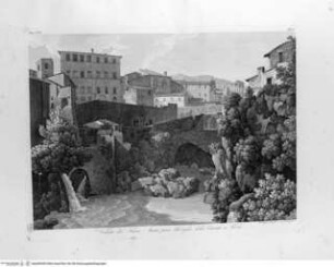 Raccolta delle vedute pittoresche di Roma e de suoi contorni ... volume 1. Parte 1., Tafel 7 (N. 18): Veduta del Fiume Aniene, presa dal ciglio della Cascata a Tivoli