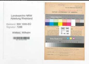 Entnazifizierung Wilhelm Wittfeld, geb. 14.06.1901 (Kaufm.Angest.)