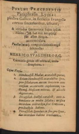 Psalmi Praecedentis Paraphrasis Lyrica ...