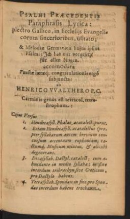Psalmi Praecedentis Paraphrasis Lyrica ...
