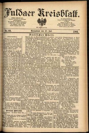 Erste Ausgabe vom Samstag, den 27. Juli 1901.