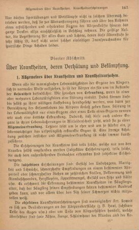 Vierter Abschnitt. Über Krankheiten, deren Verhütung und Bekämpfung
