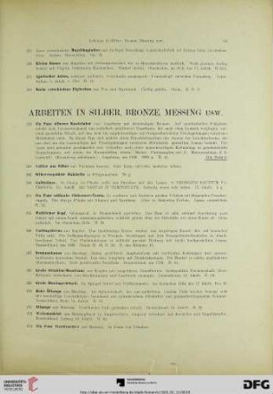 Arbeiten in Silber, Bronze, Messing usw. (Nr. 259-286)