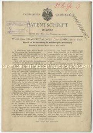 Patentschrift eines Apparates zur Nutzbarmachung der Wellenbewegung, Patent-Nr. 40003