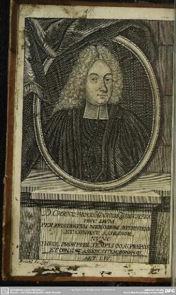 D. Christophorus Henricus Zeibachius Huc Dum Per Episcopatum Merseburg. Superintend. Et Consist. Assessor, Nunc Theol. Prof. Publ. Templi OO. SS. Praepos. Et Constist. Assess. Vitembergenis. Aet. LIV.