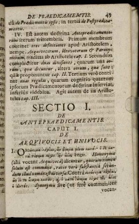 Sectio I. De Antepraedicamentis