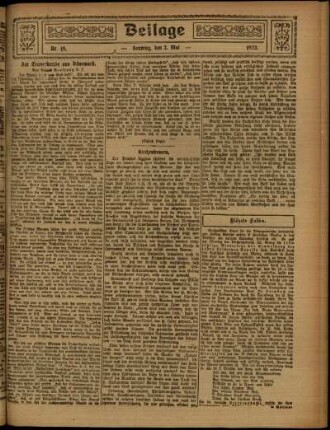 Zweite Ausgabe vom Sonntag, den 07. Mai 1922.