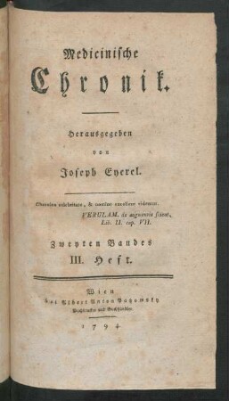 Zweyten Bandes III. Heft
