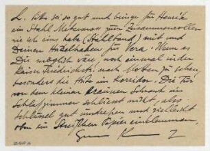 Postkarte von Raoul Hausmann an Elfriede Hausmann. Jershöft