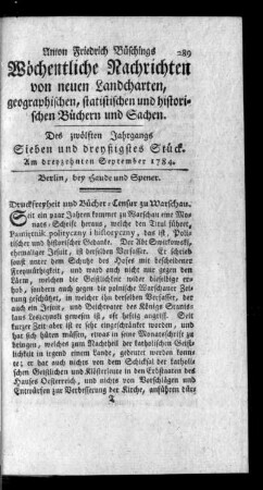 Sieben und dreyßigstes Stück