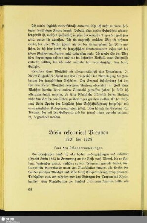 Stein reformiert Preußen. 1807 bis 1808