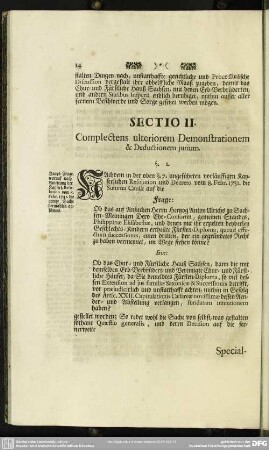 Sectio II. Complectens ulteriorem Demonstrationem & Deductionem iurium