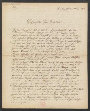 Brief an Franz Schott und Mainzer Liedertafel : 20.01.1864