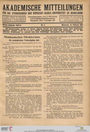 Nr. 5 (19. Februar 1919)