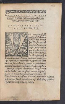 Institutio Principis Christiani, per Erasmum Roterodamum, aphorismis digesta, quo minus onerosa sit lectio