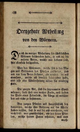 Dreyzehnte Abtheilung von den Würmern. - Siebzehnte Abtheilung von der Mundfäule.