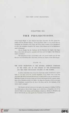 Chapter III: The projections