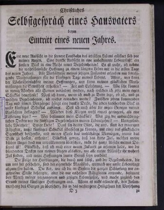 Christliches Selbstgespräch eines Hausvaters beym Eintritt eines neuen Jahres.