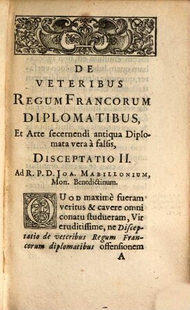 De veteribus regum francorum diplomatibus disceptatio secunda