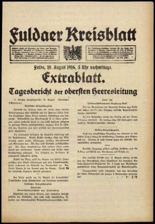 Ausgabe vom Freitag, den 18. August 1916.