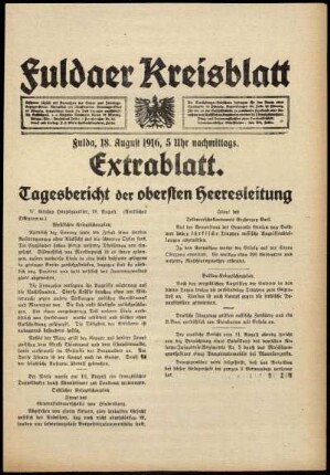 Ausgabe vom Freitag, den 18. August 1916.