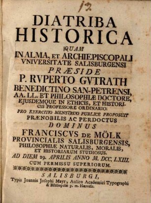 Diatriba historica