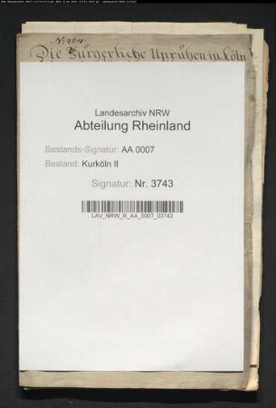 Unruhen in der Stadt Köln und die dadurch bewirkten Änderungen